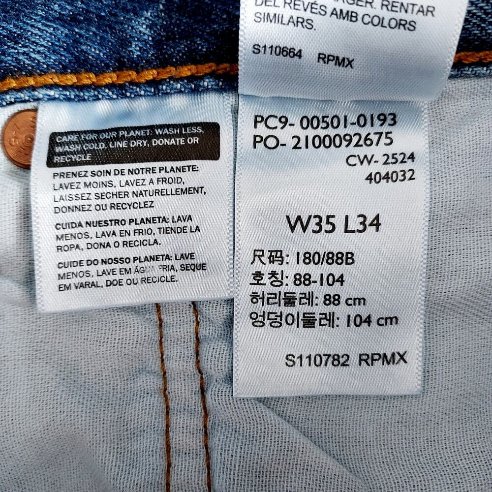 Levi's 501 Original Fit Button Fly Men's Denim Jeans Straight Leg Blue Sz 35X34 - Picture 8 of 9